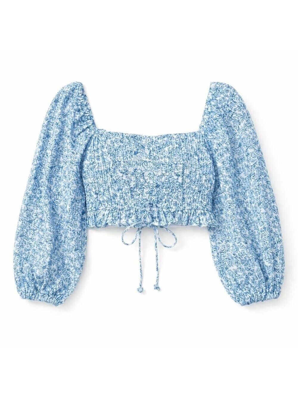 Elan Balloon Sleeve Crop Top NWOT
